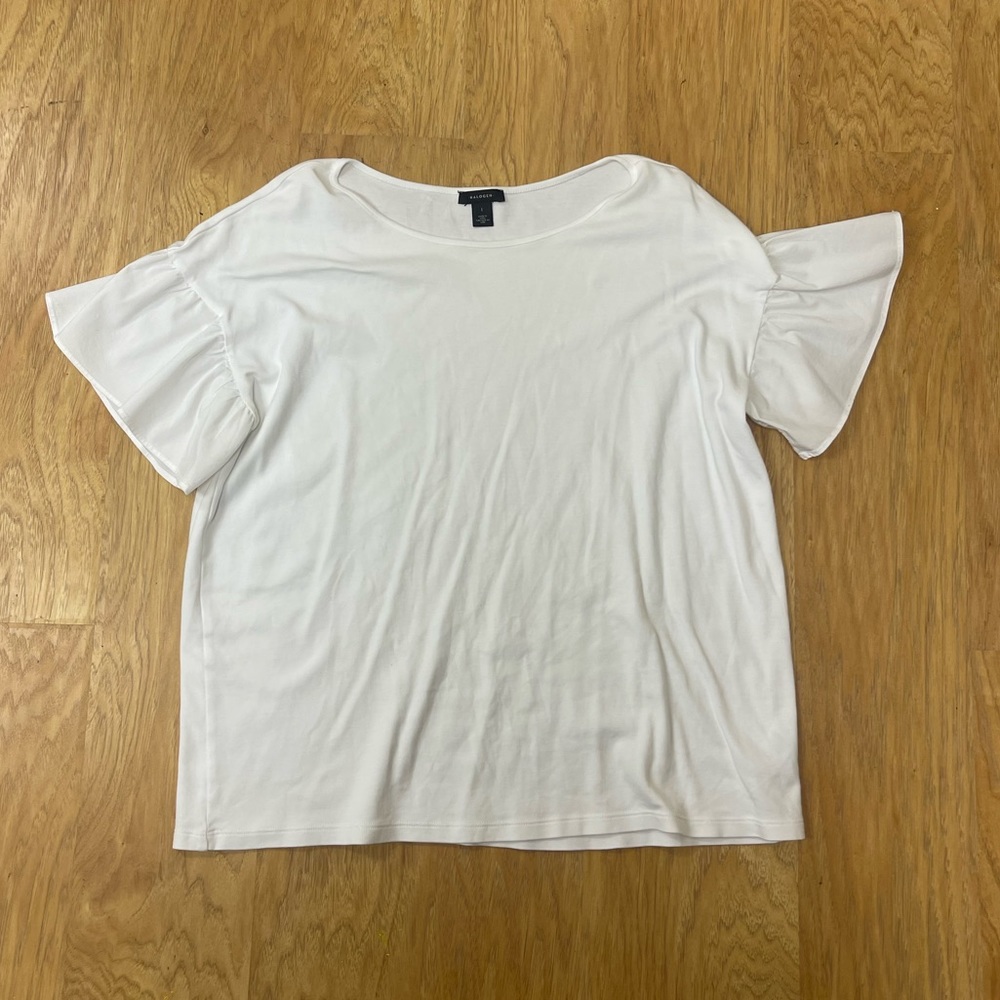 White Halogen Short, Ruffle Sleeve T-Shirt - Picture 1 of 7